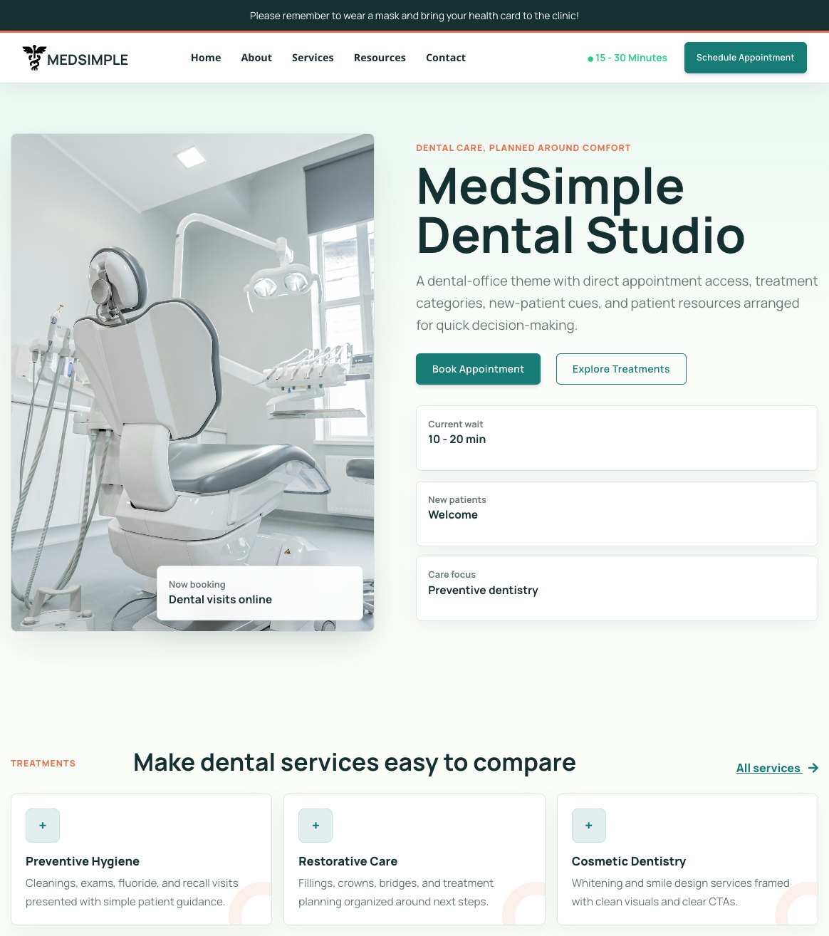Dental Studio theme preview